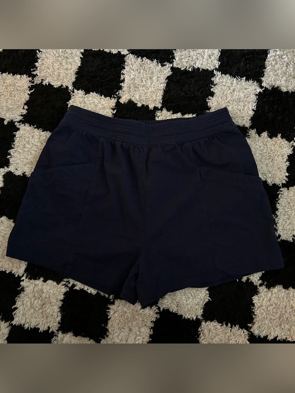 Entro Navy Blue High Waisted Casual Shorts Size Women’s Large Pockets Stretch